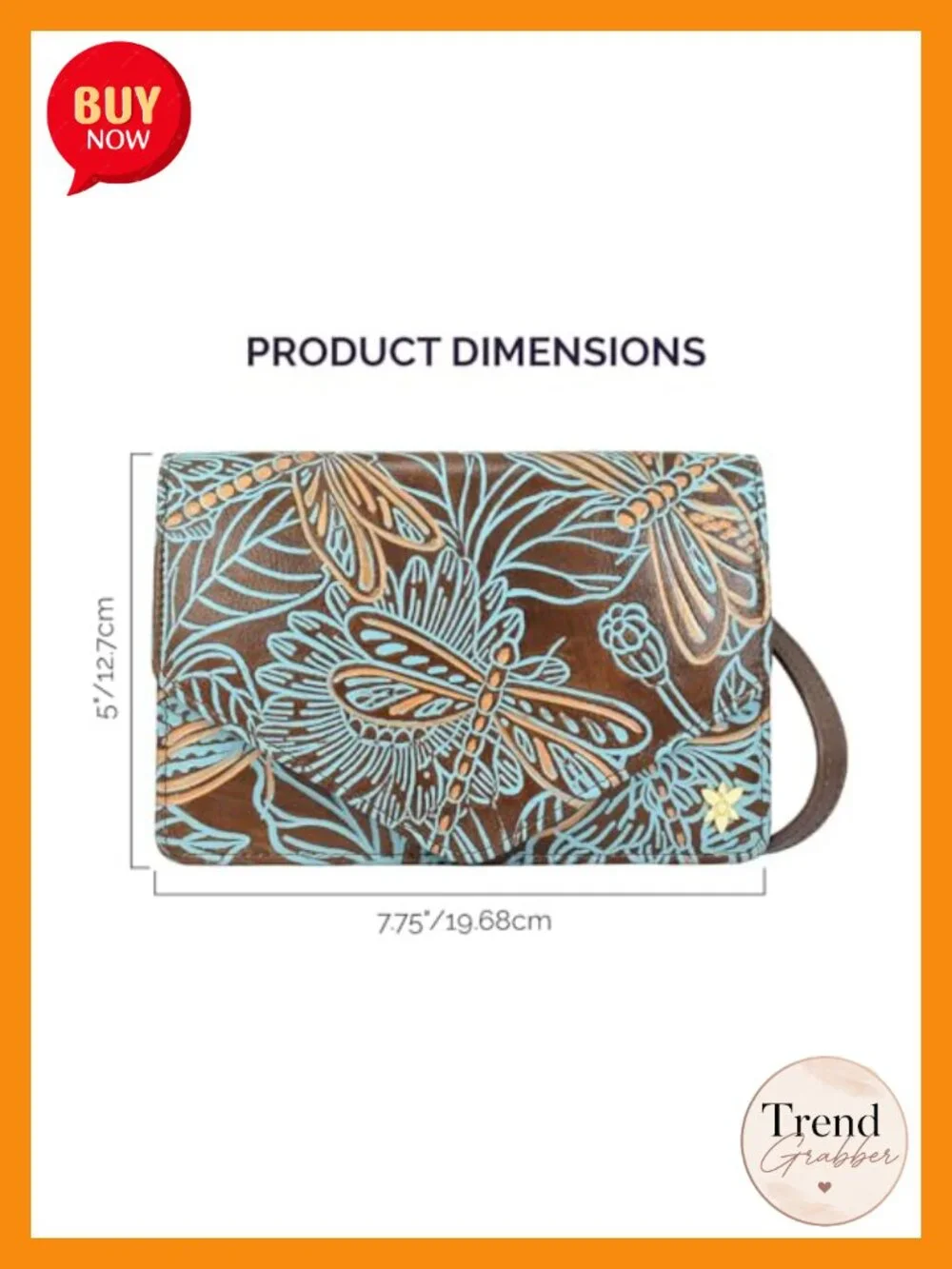 Hand-Painted Genuine Leather Convertible Crossbody Satchel with Tooled Finishes